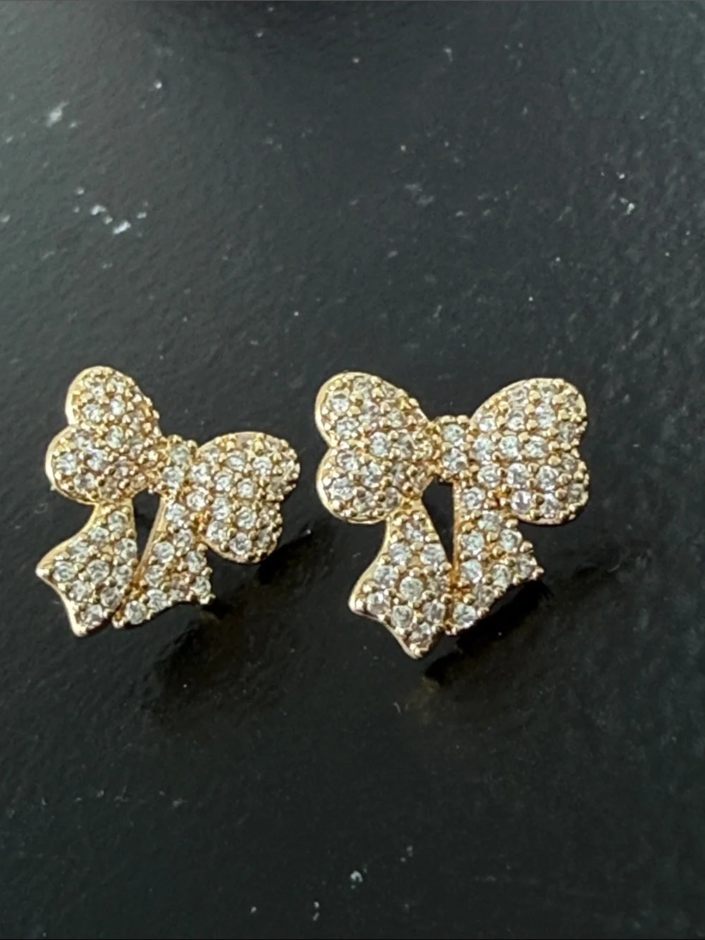 Nordstrom NEW crystal pavé ribbon bow stud earrings MSRP $49